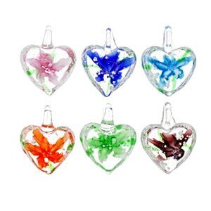 NWT - JTK Multicolor 25x20mm Glass Heart Pendant Set of 6